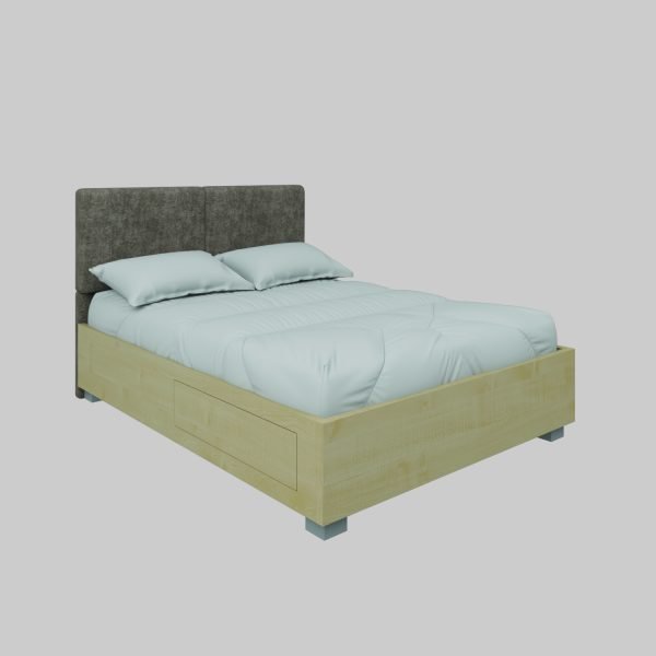 سرير خشبي مع درج تخزين جانبي