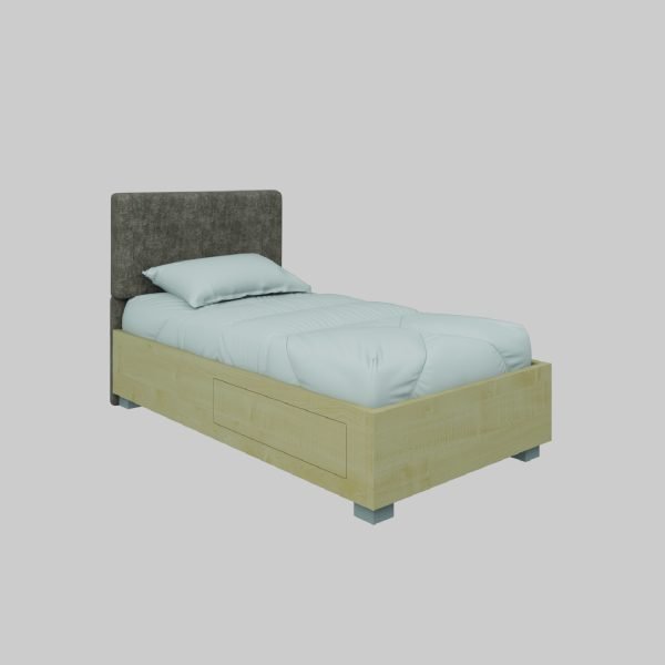 سرير خشبي مع درج تخزين جانبي